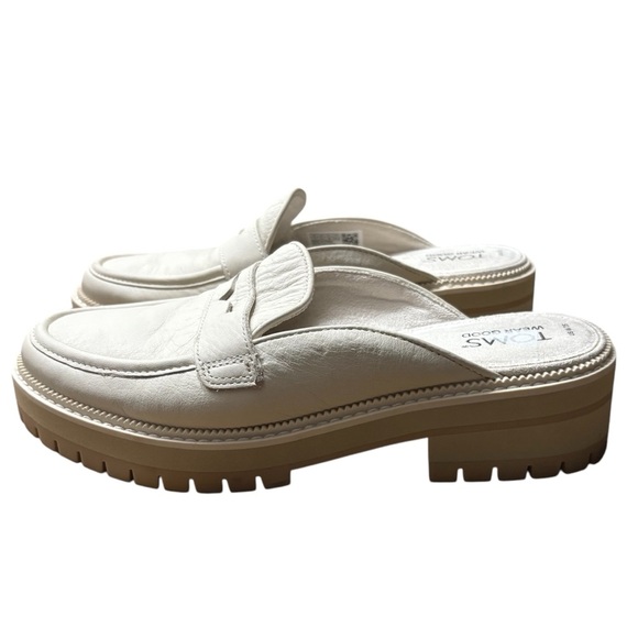 TOMS Cara Leather Loafer Mules in Light Sand Size 7.5 — GORGEOUS STAPLE!!! - Picture 6 of 9